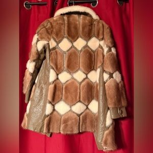Harry K.Ott Mink And Leather Fur Brown and Cream Coat